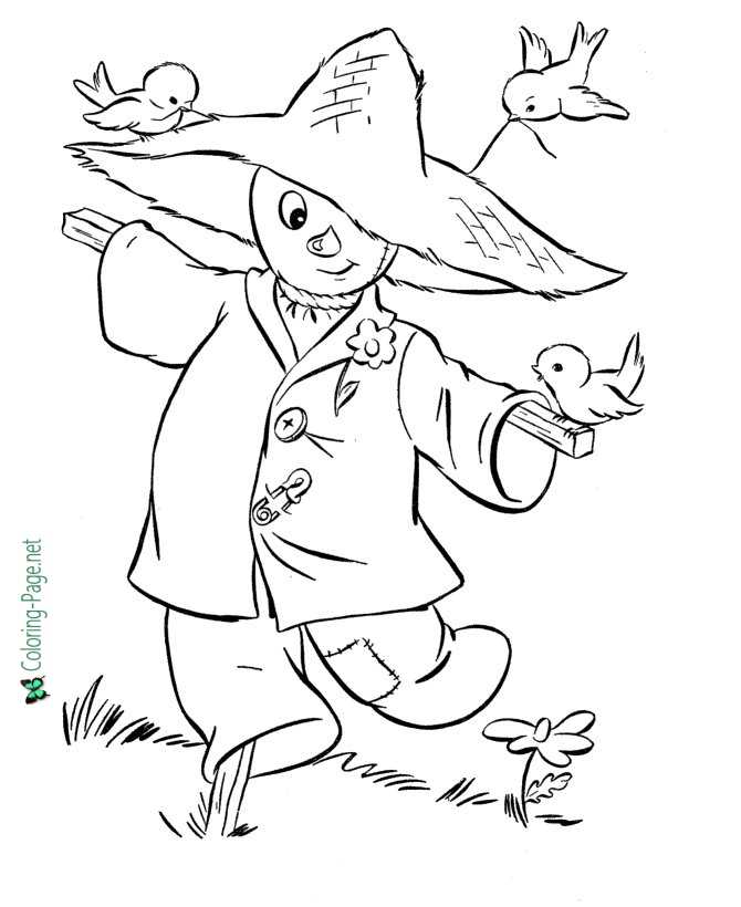 Scarecrow Autumn Coloring Page