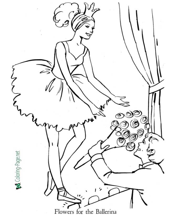 printable ballet coloring page - Flowers for the Ballerina