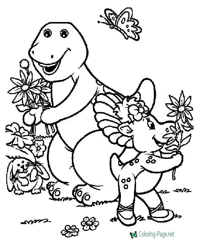 Picking Flowers barney coloring page
