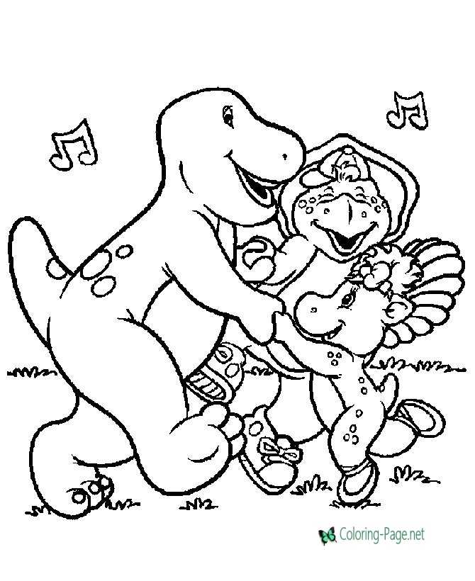 Dancing Barney coloring pages