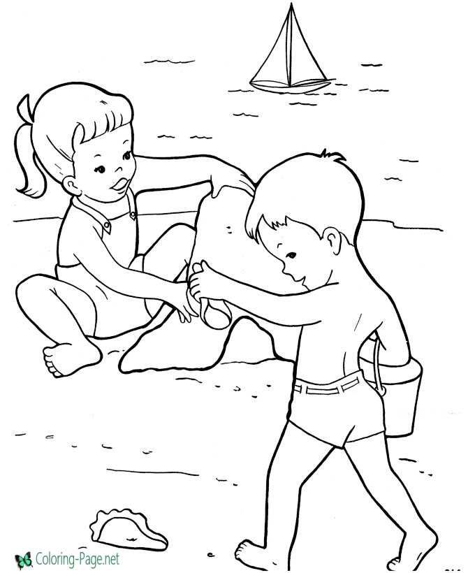 Printable Free beach coloring page