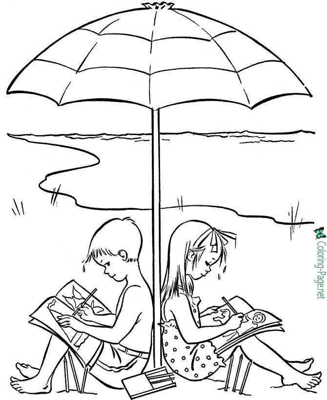 print beach coloring page