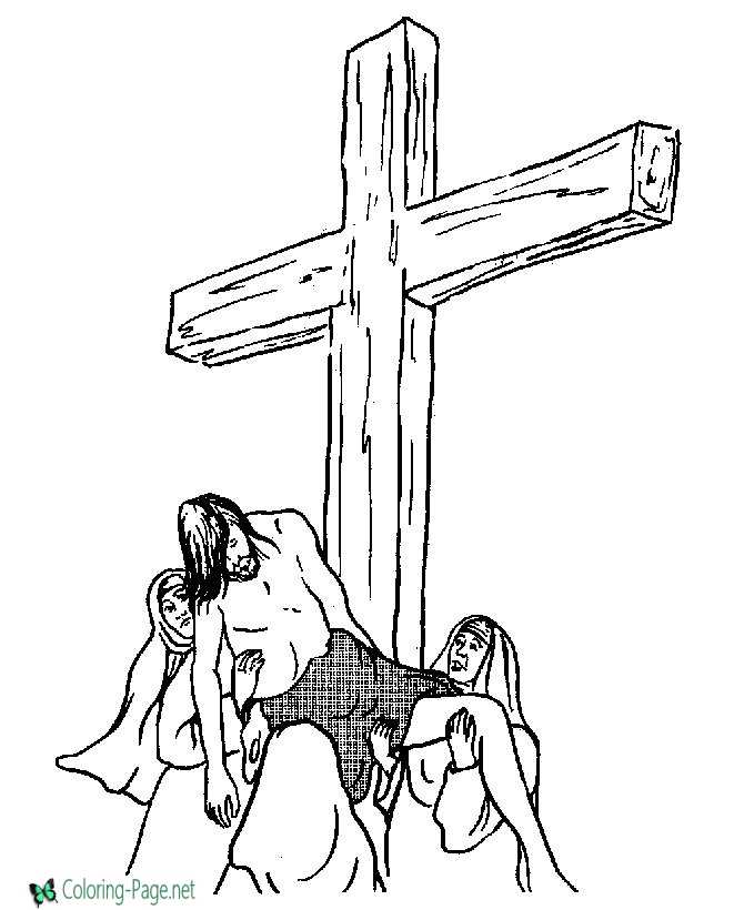Jesus and Cross - Bible Coloring Pages