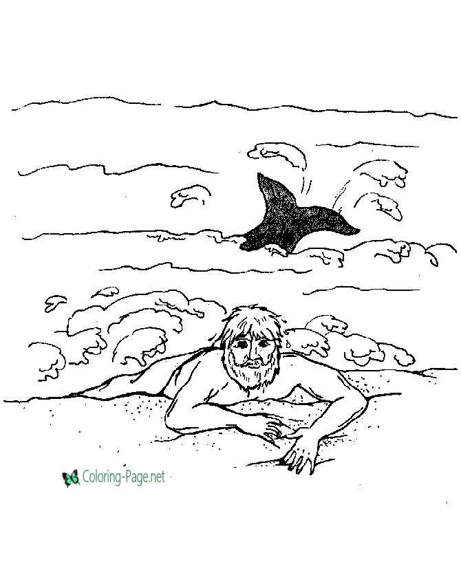 Jonah and whale - Bible Coloring Pages