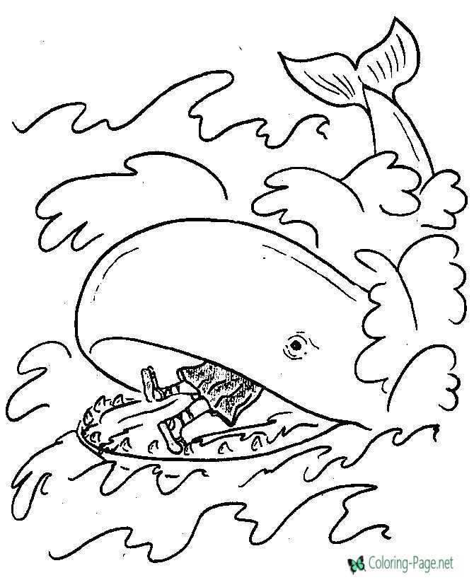 Bible Coloring Page of Jonah and Whale