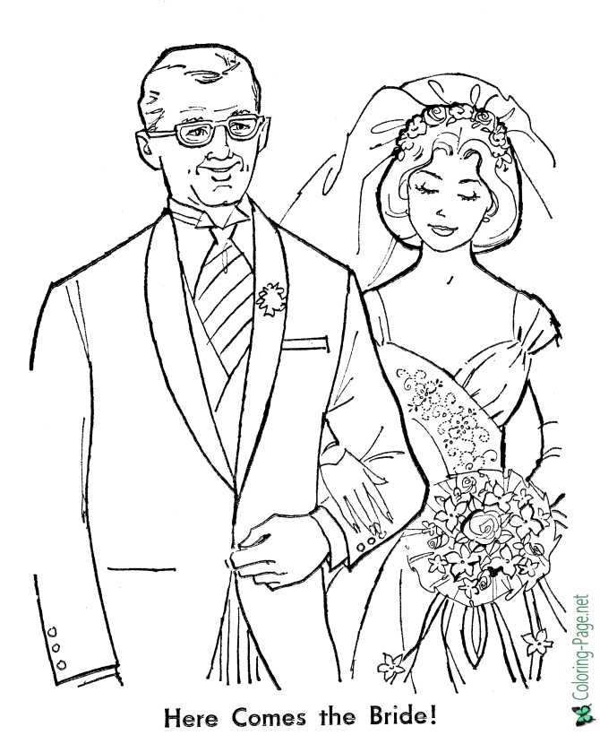 printable bride coloring pages