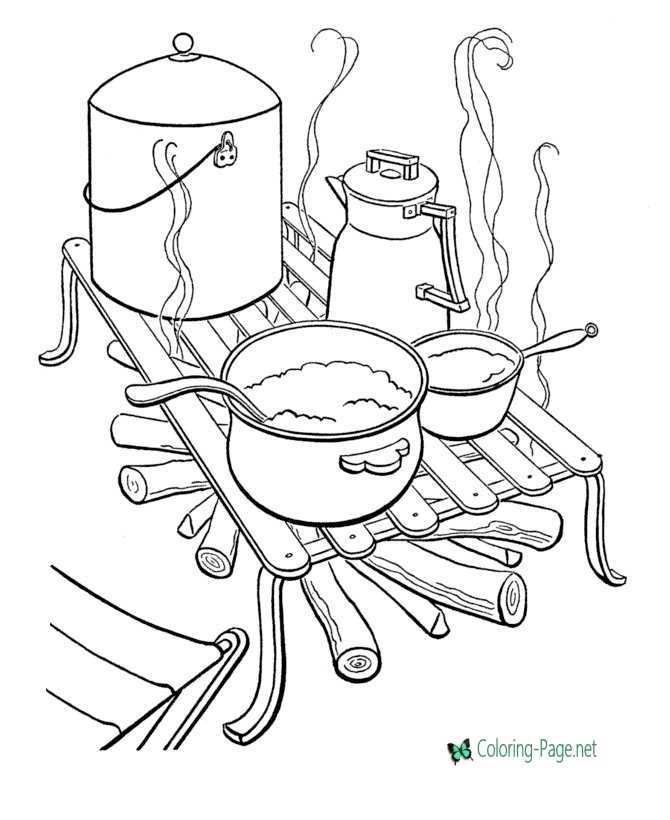 Campfire Cooking Camping Coloring Pages