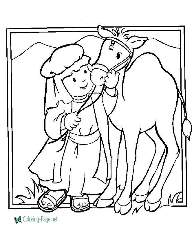 Camel Shepherd Christian Coloring Pages