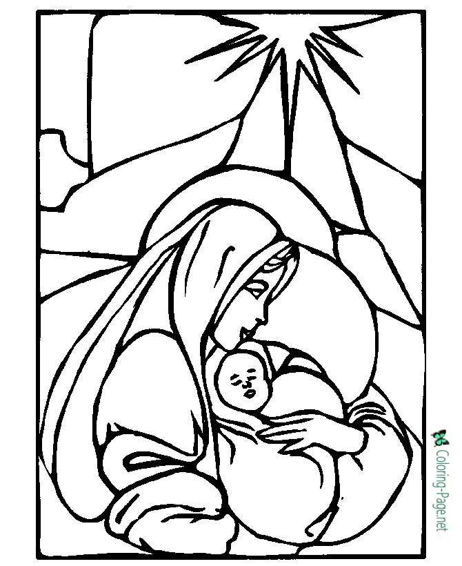 Mary and Jesus Christian Coloring Pages
