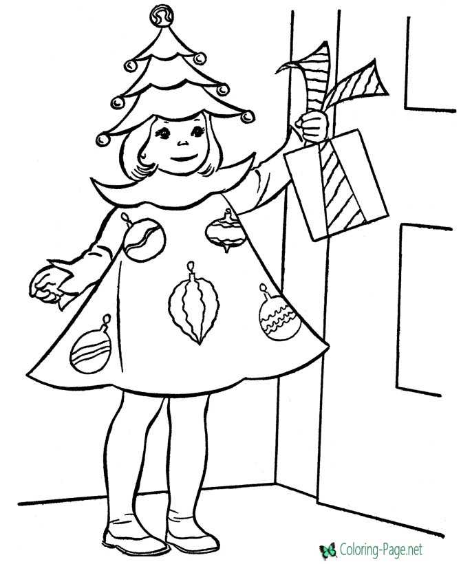 Christmas Girl Coloring Pages
