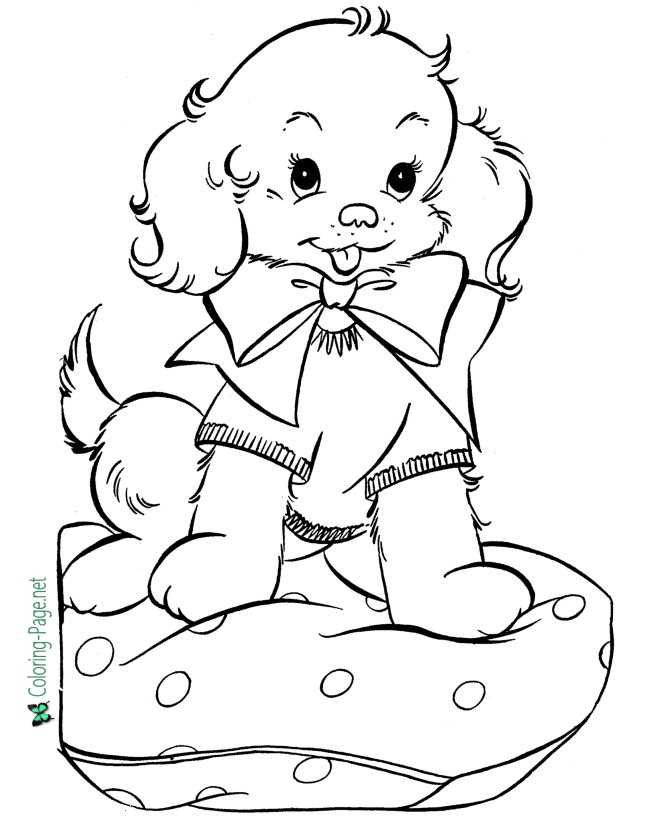 Christmas puppy Christmas coloring page