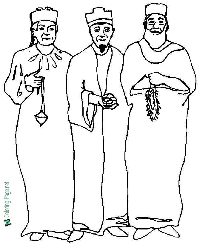 Three Wisemen Christmas coloring page