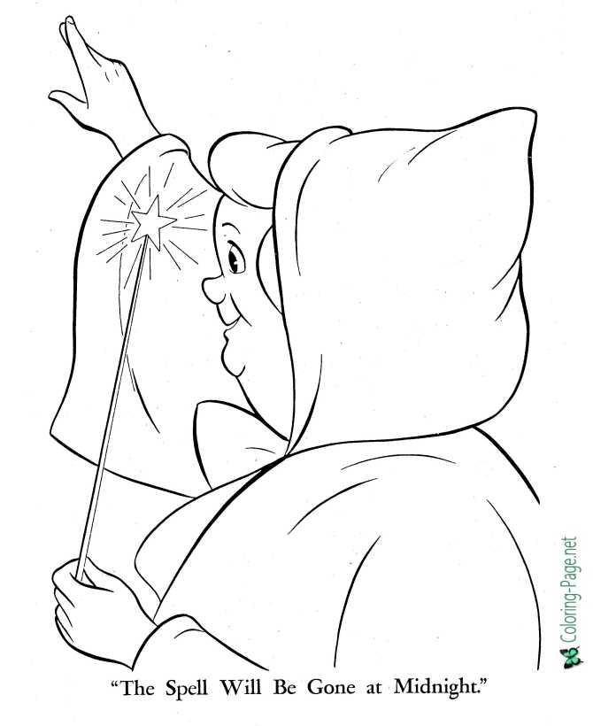 printable cinderella coloring page - Spell ends at Midnight
