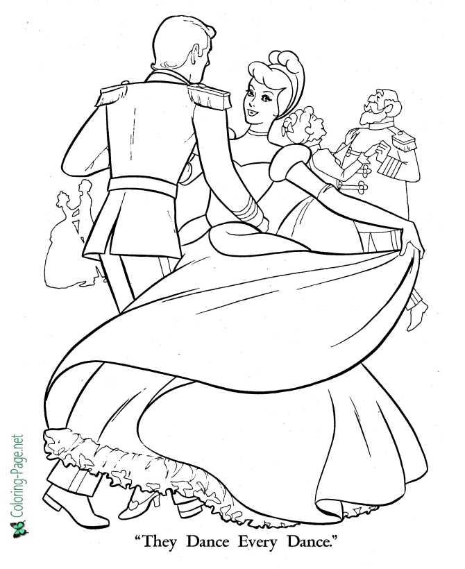 Cinderella Coloring Page Dancing with the Prince
