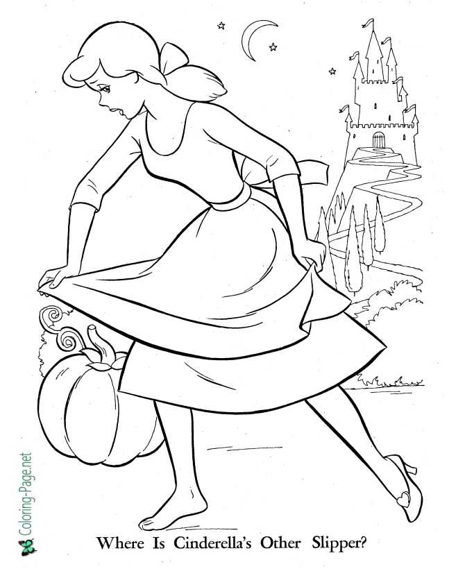 Lost slipper - Cinderella Coloring Pages