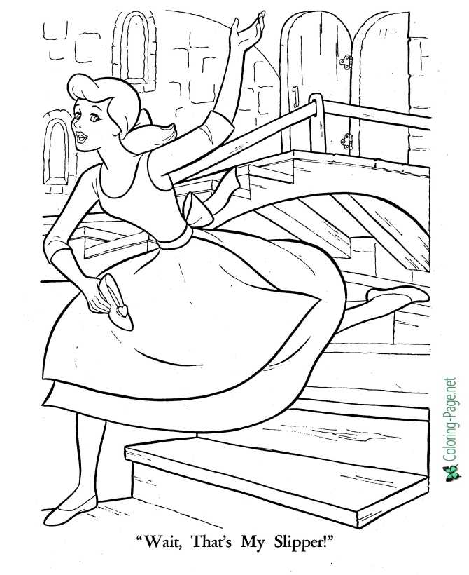 printable cinderella coloring page That's my slipper!