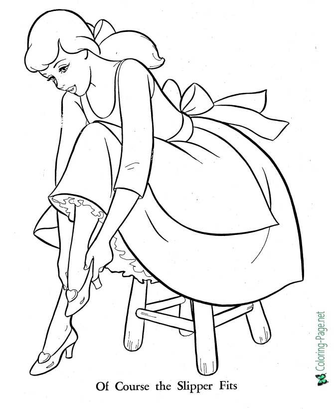 Slipper fits  cinderella coloring page