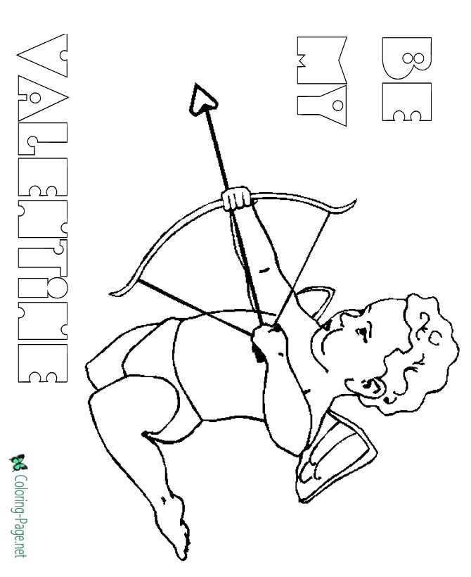Print Valentine - Cupid Coloring Pages