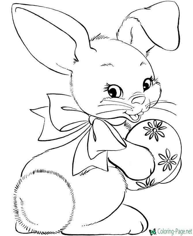 Easter Bunny Coloring Pages with Easter Egg