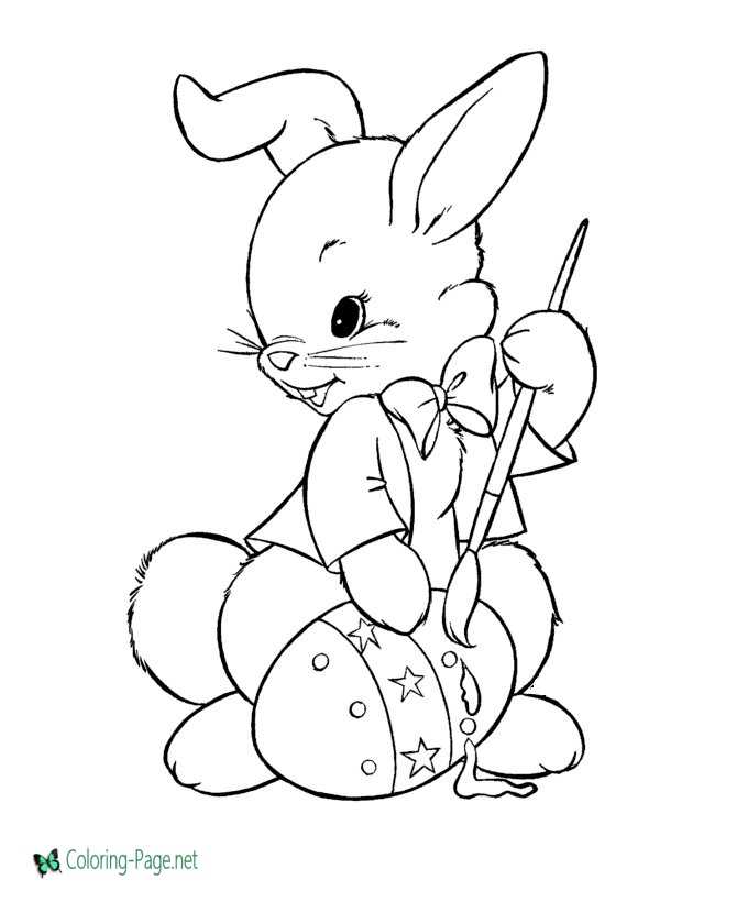 Easter Bunny Coloring Pages Painting Egg