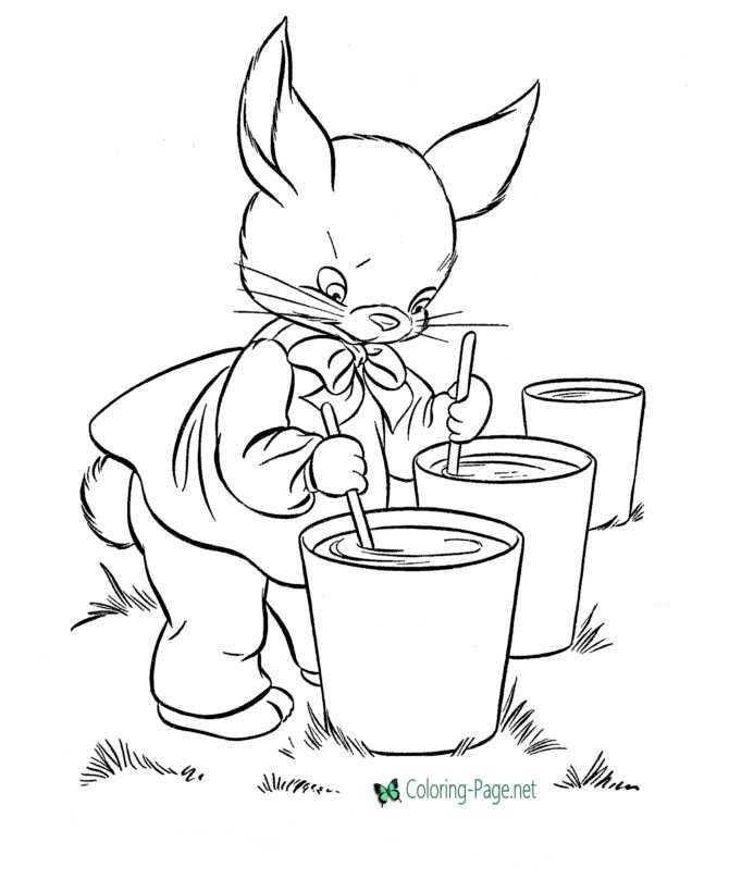 Mixing Color Easter Bunny Coloring Page