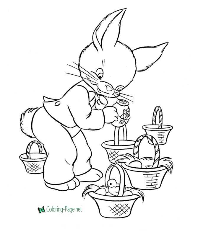Easter Bunny Coloring Pages Easter Baskets
