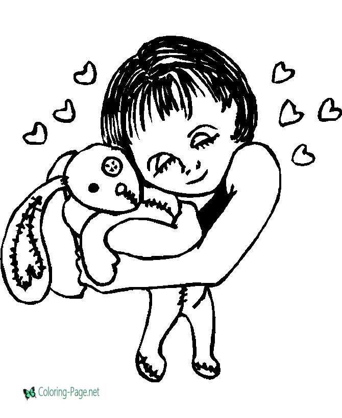 Easter Coloring Pages Hugging Bunny
