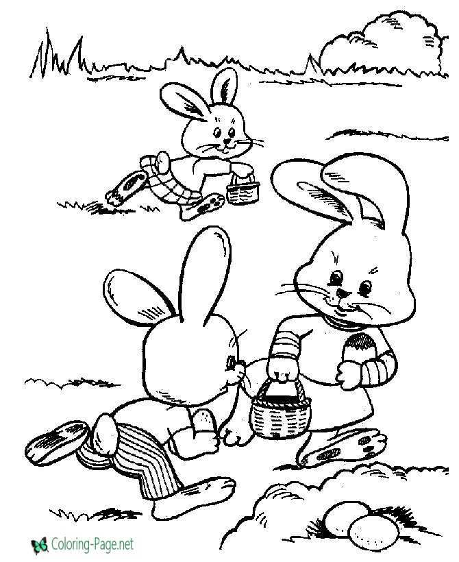 Easter Coloring Pages Bunnies Egg Hunt