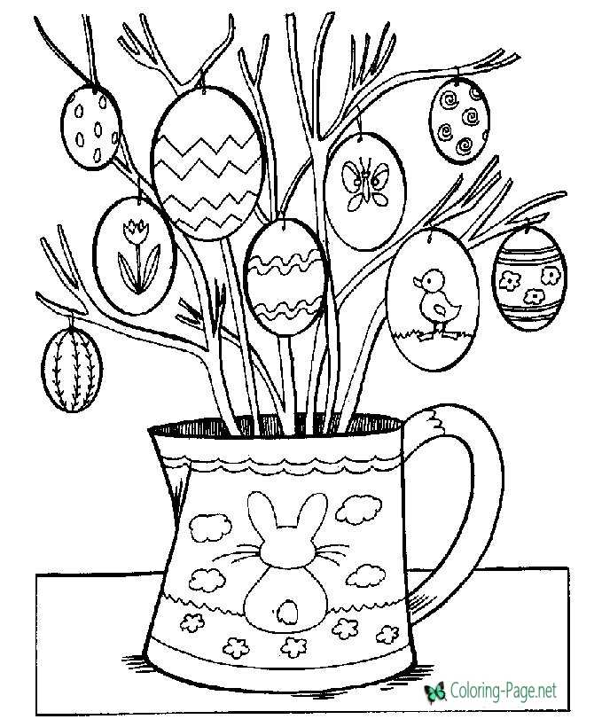 Easter Coloring Pages Egg Tree