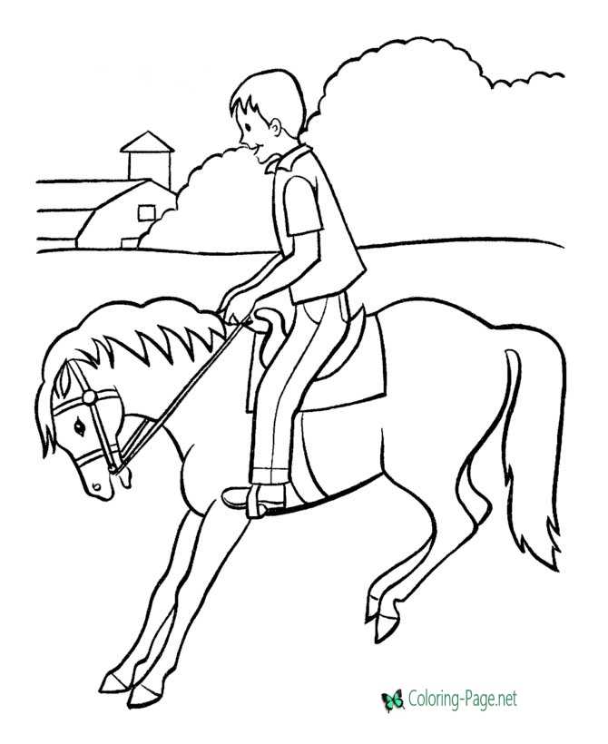Farm Coloring Pages Riding Pony