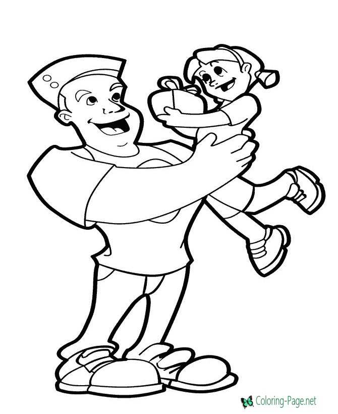 Girls Present Father´s Day Coloring Pages