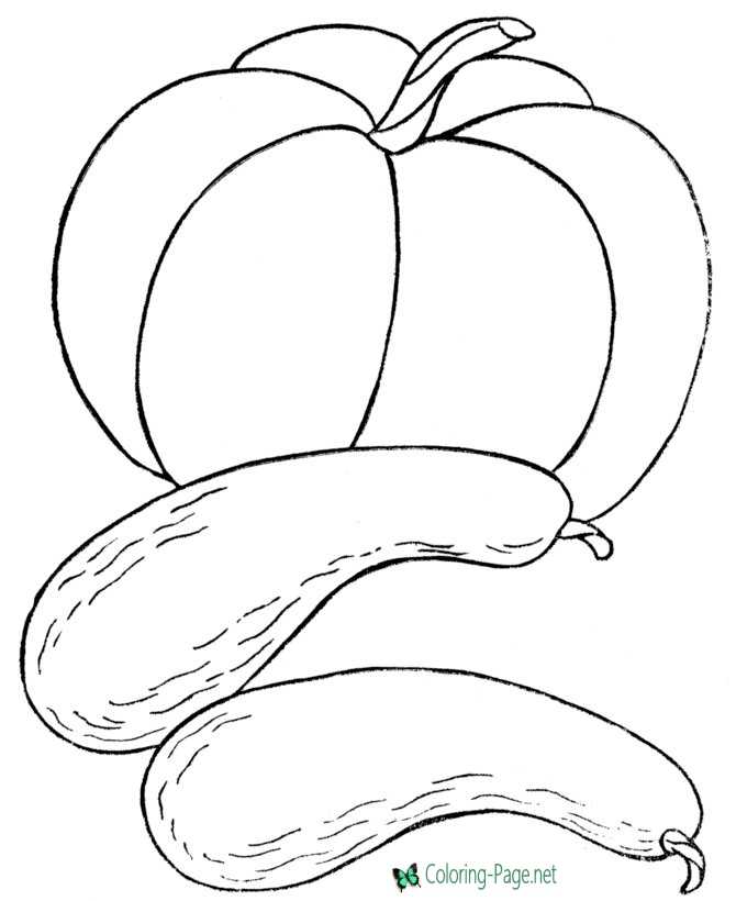 Printable Food Coloring Pages Pumpkin and Squash
