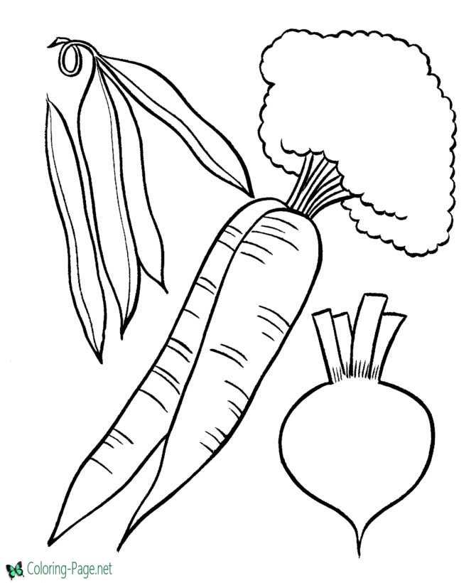 Food Coloring Pages Carrots Beans