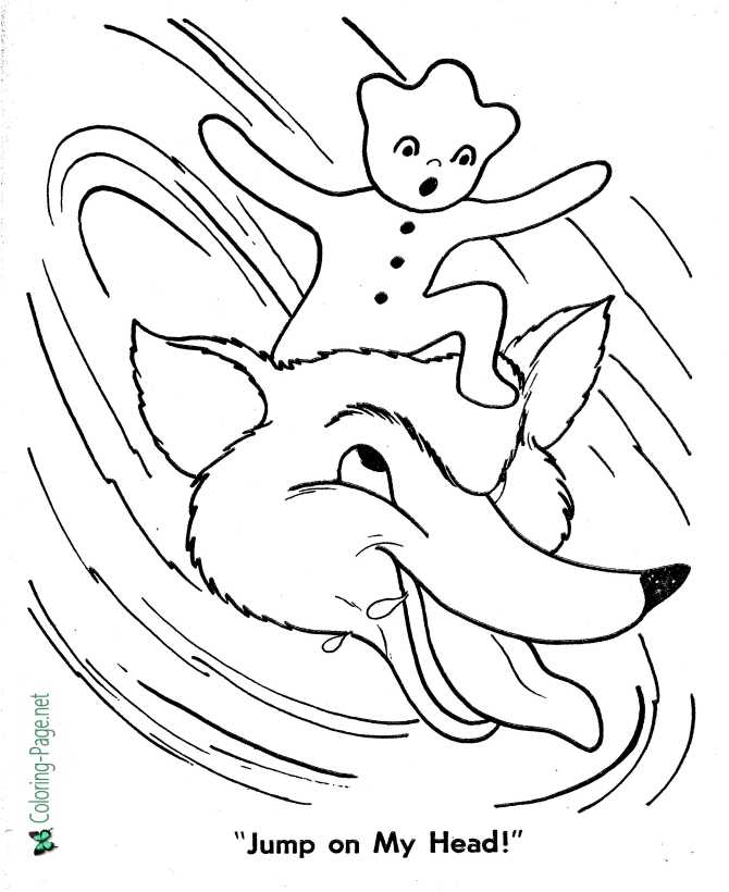 printable Fox Coloring Page - Gingerbread Man coloring page