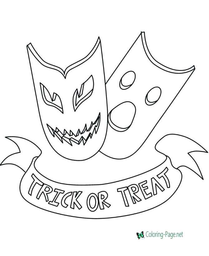 Trick or Treat Halloween Coloring Pages