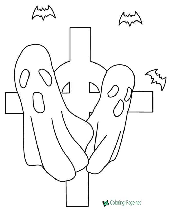 Halloween Coloring Pages Ghosts and Cross