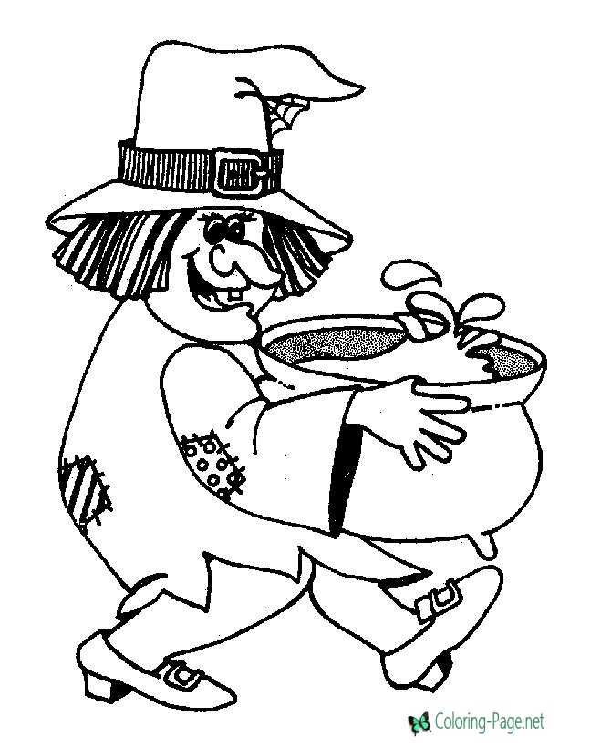 Halloween Coloring Pages Witch Cauldron