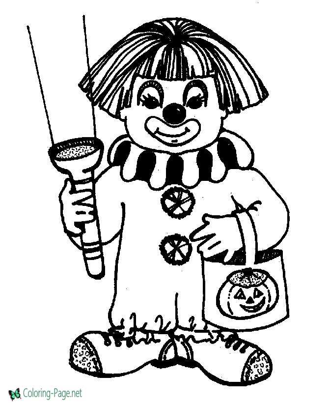 Halloween Coloring Pages Clown Costume