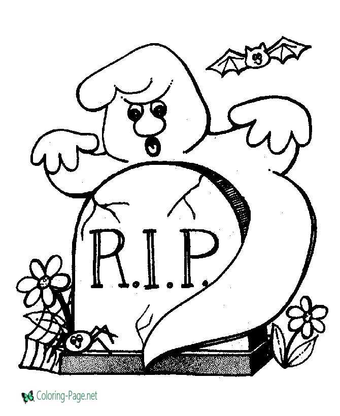 Halloween Coloring Pages RIP Ghost
