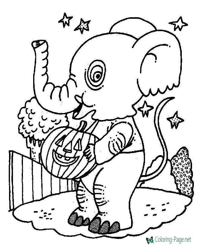 Halloween Coloring Pages Elephant Costume