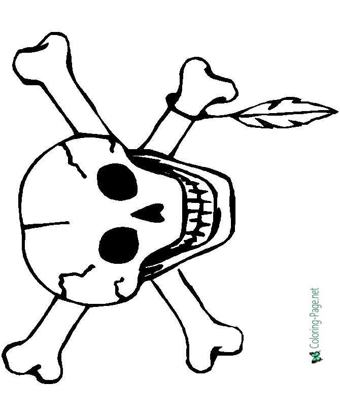Skull Crossbones Halloween Coloring Page
