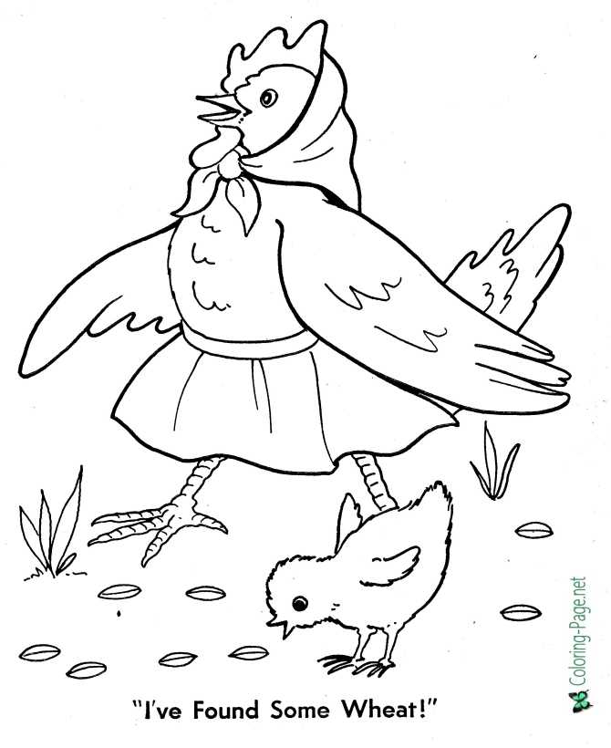 little red hen coloring page for children