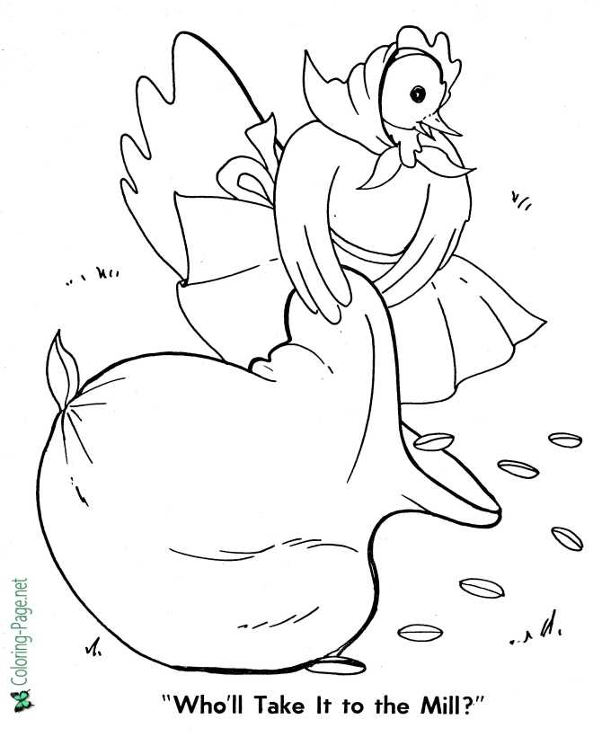Little Red Hen - To the Mill Coloring Page