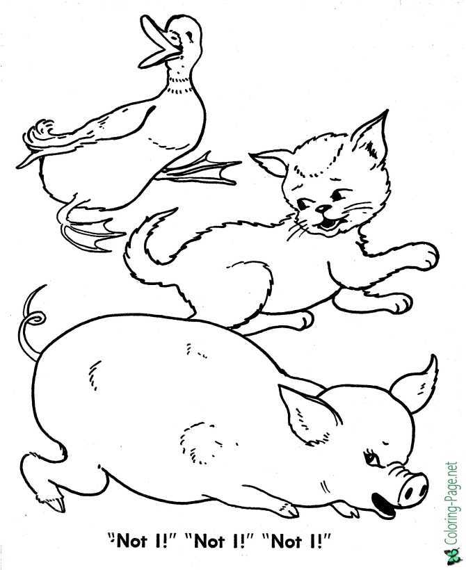 Fairy Tale - Little Red Hen Coloring Pages - No One Helps