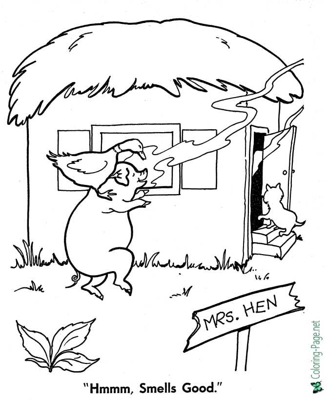 printable Little Red Hen bread coloring page