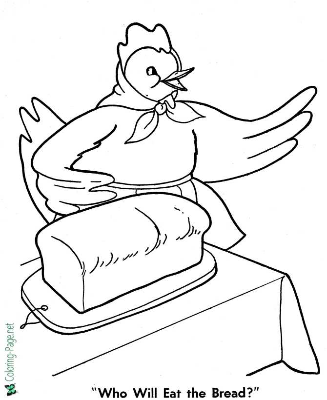 Eat the Bread - Little Red Hen coloring page
