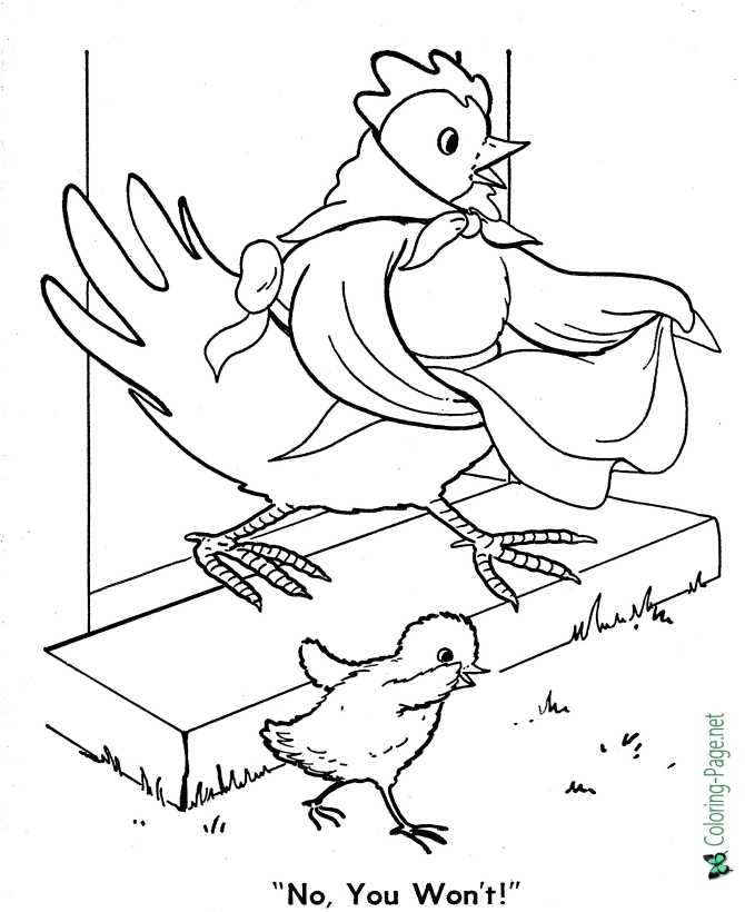 print Little Red Hen coloring page