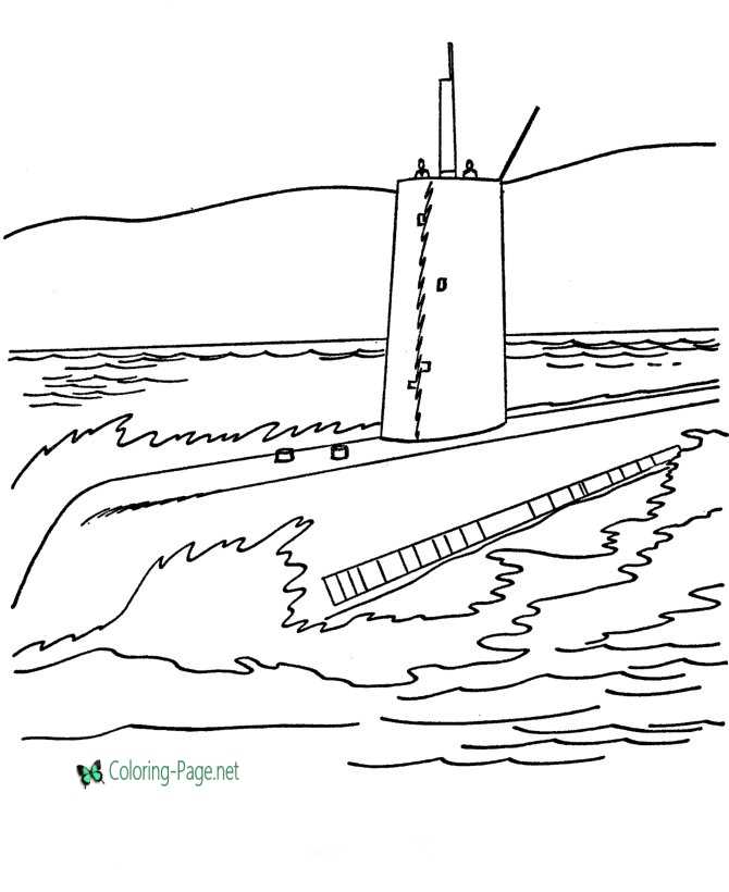 Printable Submarine Military Coloring Pages