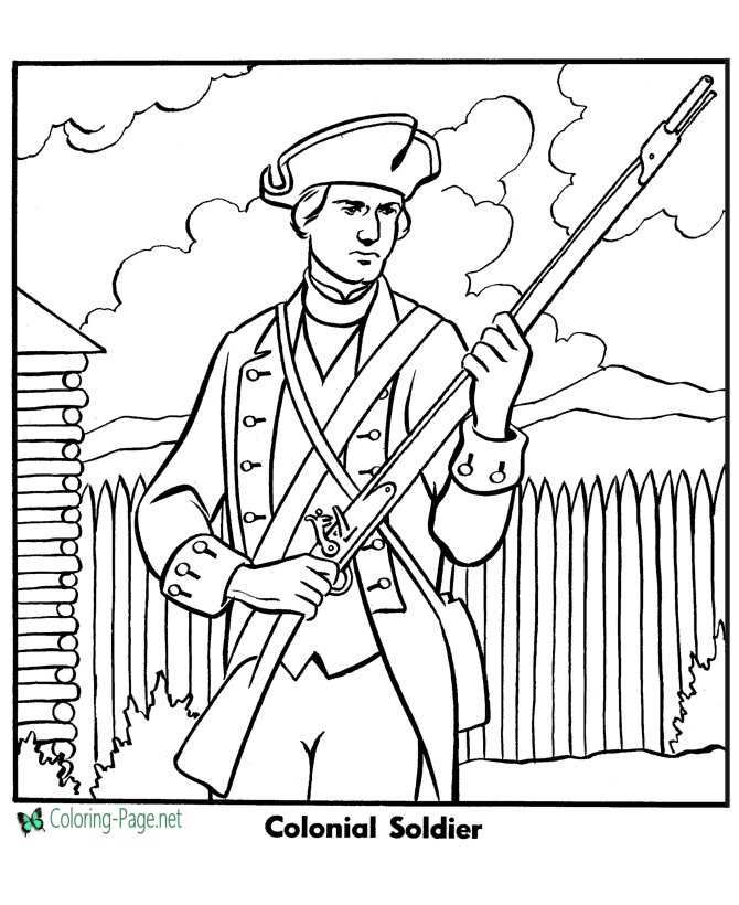 Military Coloring Pages Colonial Soldier