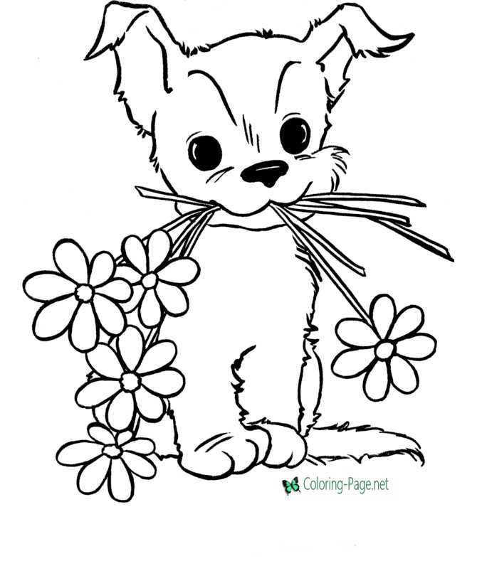 Free Mother´s Day Coloring Page Puppy Present